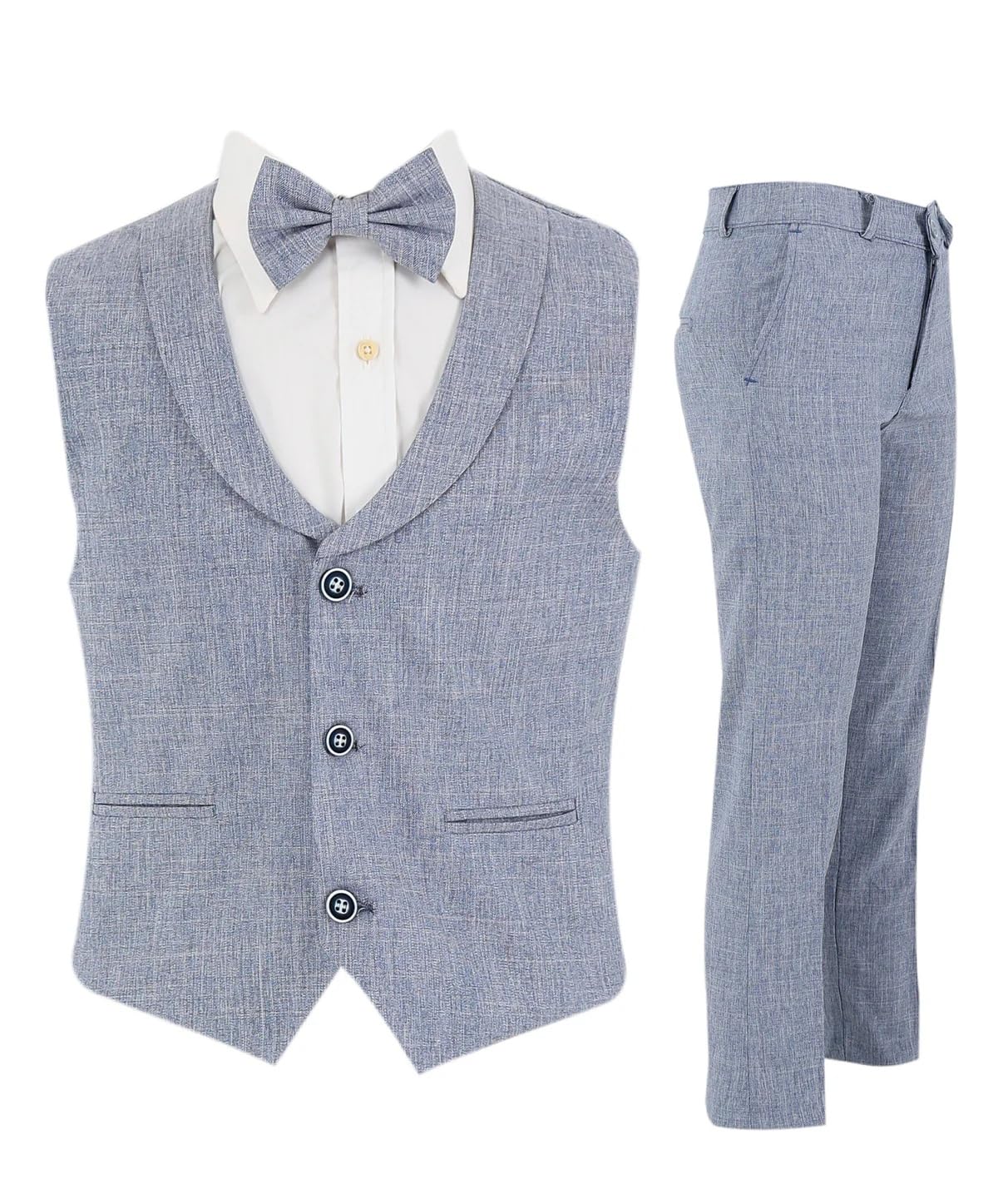 SIRRI Costume gilet pour bébé garçon, en coton et lin, ensemble formel de 4 pièces pour mariage et anniversaire