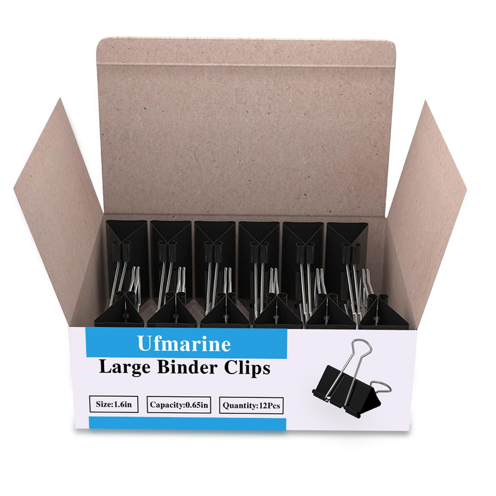 Ufmarine 72 clips grandes para carpetas de 4 cm de longitud, clips de papel grandes para oficina