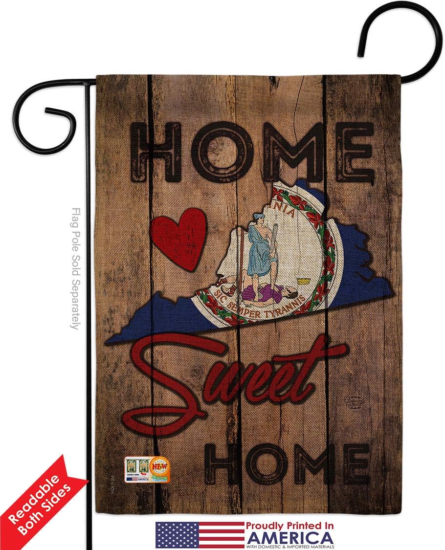 State Virginia Home Sweet Garden Flag Set Wall Holder Regional USA American Territories Republic Country Particular Area Small Decorative Gift Yard House Banner Double-Sided Made In 13 X 18.5