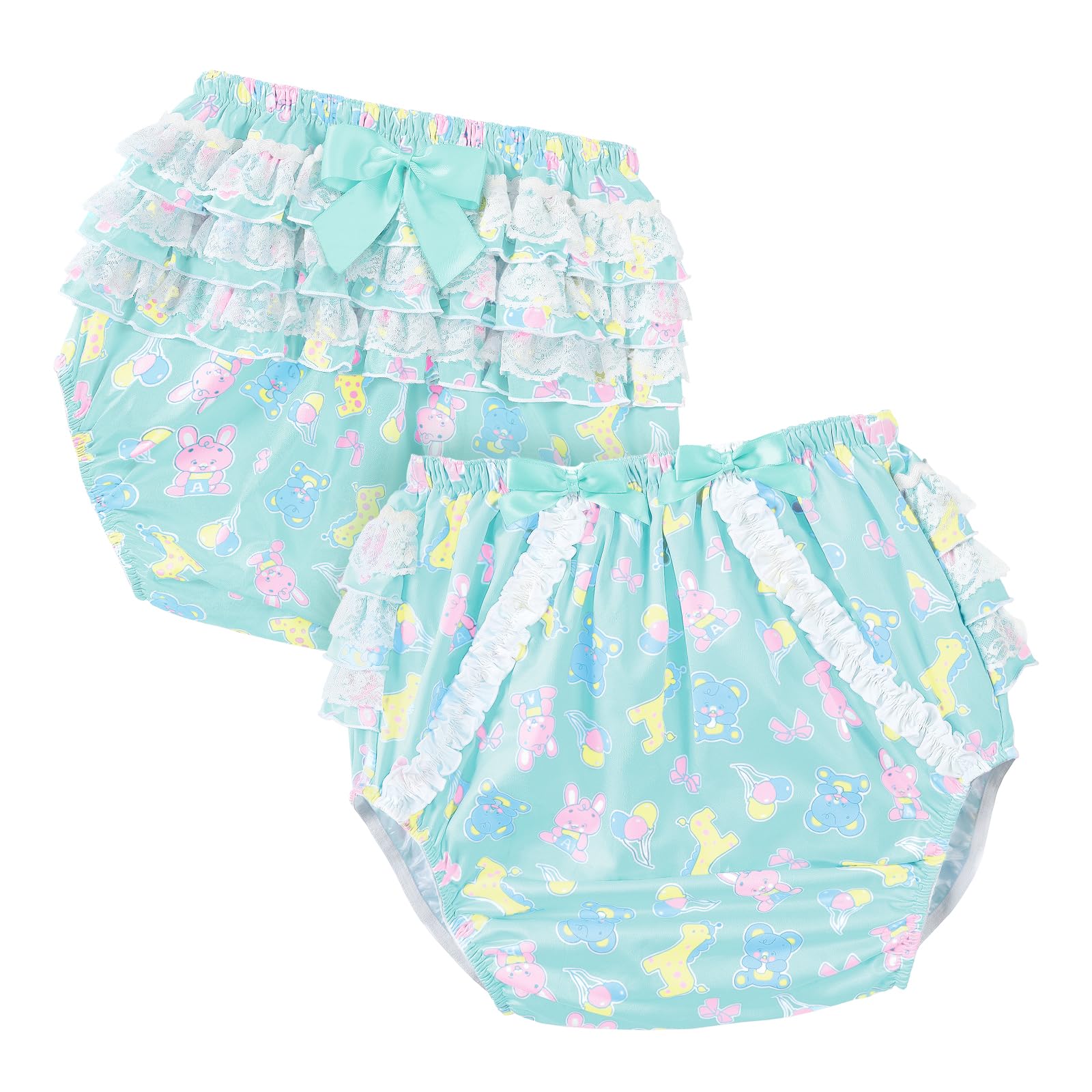 LittleForBig Couverture de couche adulte imperméable lavable réutilisable nœud dentelle froncée motif défilé bébé
