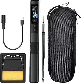 HS-02B Soldering Iron Kit For FNIRSI HS02B, 100W PD/QC/DC Powered Fast Heating With Temperature 100-450C, 0.9" IPS Color Screen, ESD Safety For Circuit Board Work, For Electronic Repair Projects