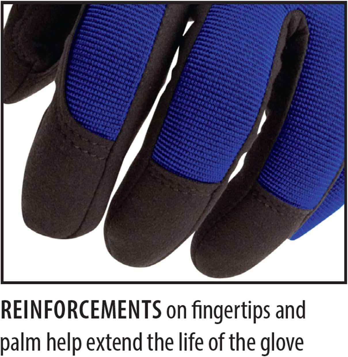 Black Stallion ToolHandz 99PLUS-BLUE Syn. Leather/Spandex Mechanic's Gloves,