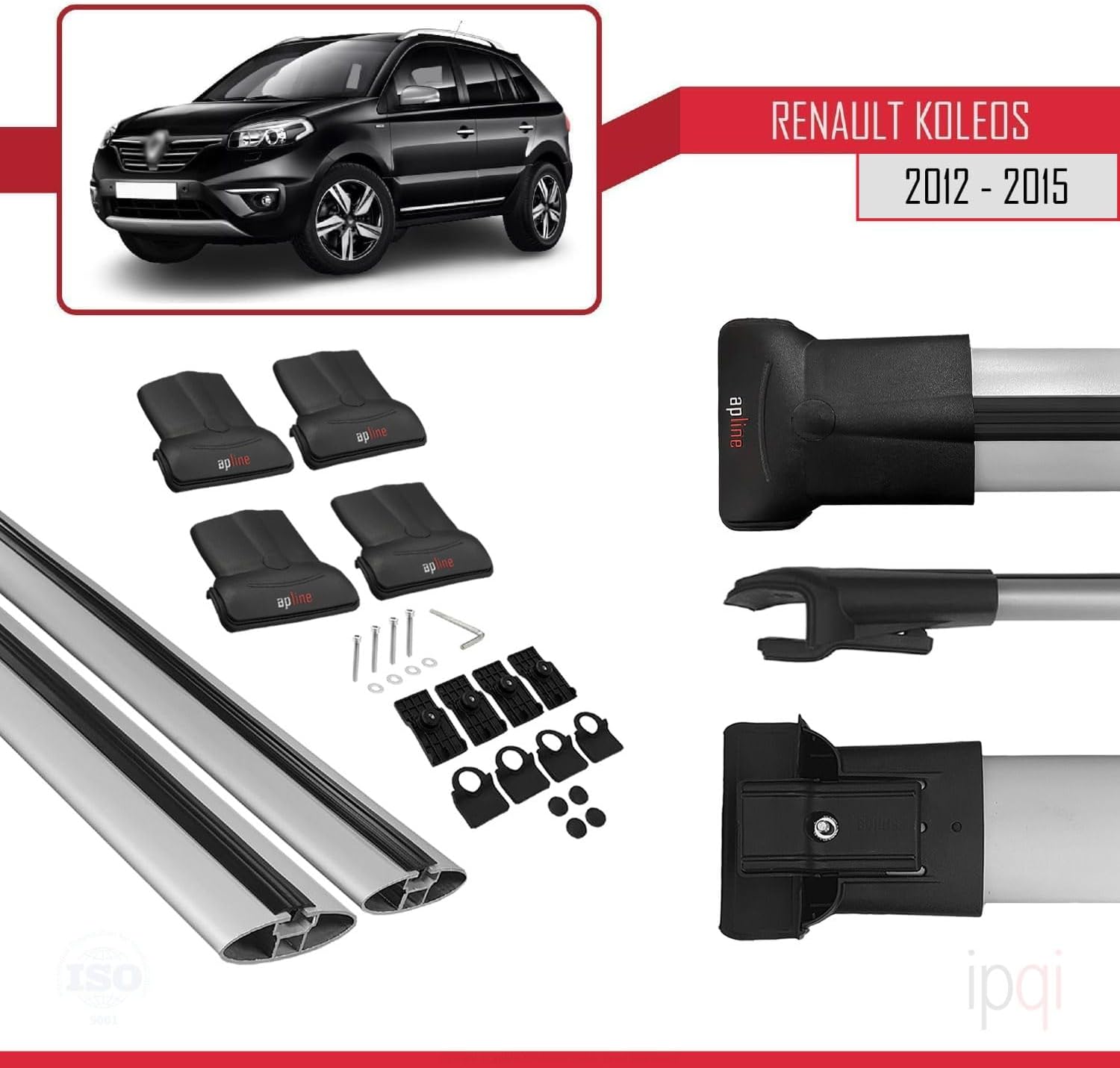 RE&AR Tuning Cross Bar for Renault Koleos 2011-2020 Roof Racks Aluminium Gray