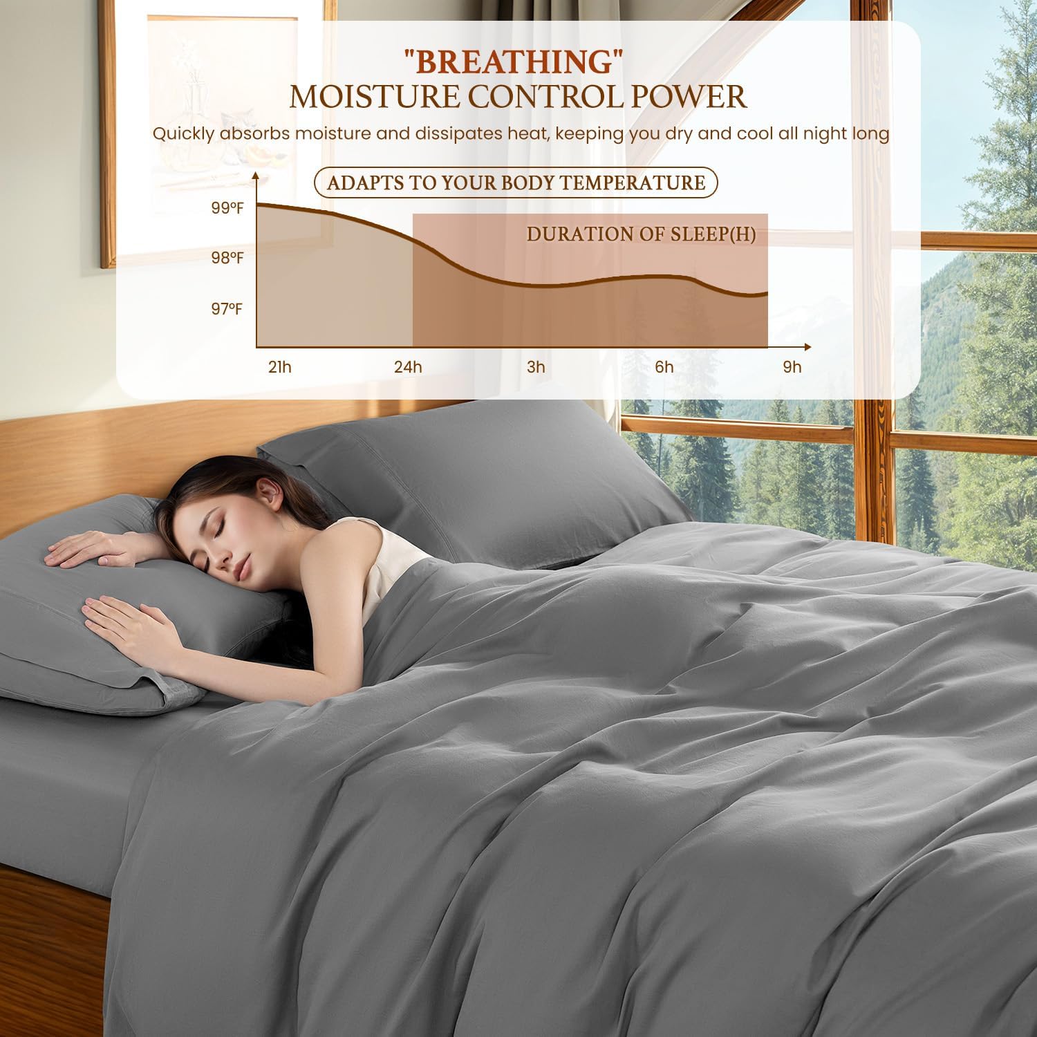 DEITAS 100% Cotton Duvet Covers - 1200 Thread Count, Luxury Egyptian Cotton Comforter Cover, Hotel Bedding Duvet Covers 3 Piece (Queen,Grey)