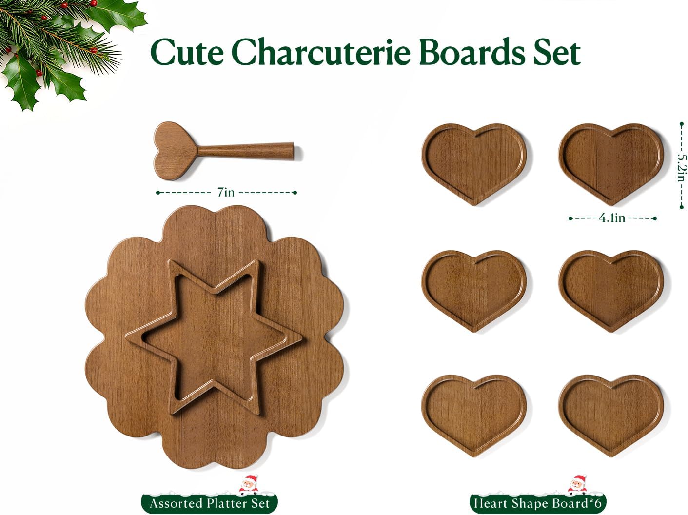 Charcuterie Board and Serving Set, Heart Shaped Christmas Funny Charcuterie Board with Handle, House Warming Gifts New Home, Wedding Gift for Couple, Bridal Shower Gift, White Elephant Gifts - Image 3