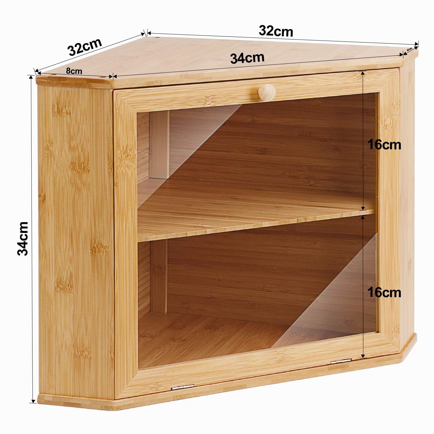 Leader Accessories Boîte à Pain en Bambou 2 Étages d’Angle | Boîte à pain en bambou à 2 étages, design d’angle compact pour pains, baguettes et viennoiseries