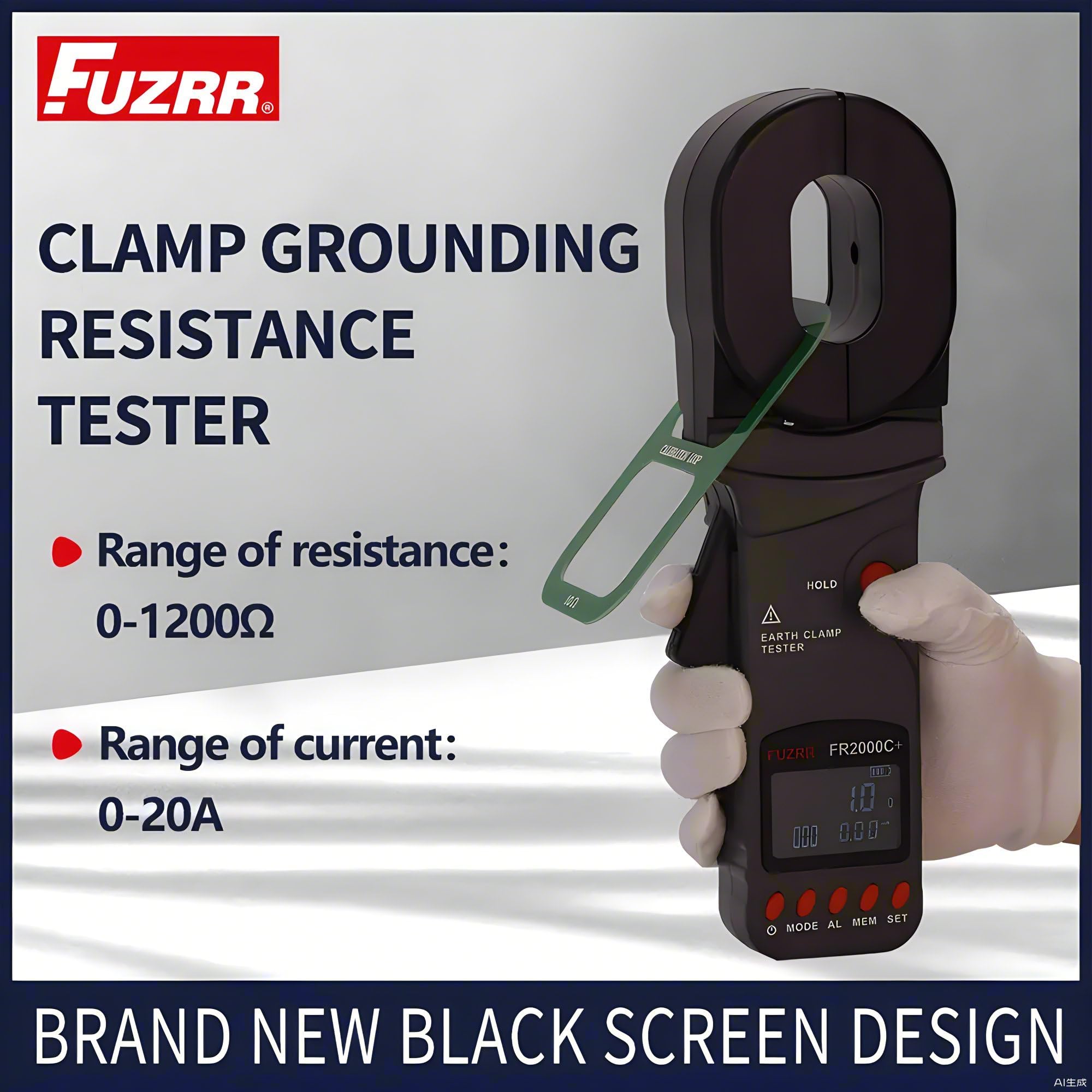 FR2000B+ Explosion-proof FR2000+ FR2000A+ FR2000C+ Ground Earth Resistance Meter 1200Ω Current 20A Current Leackage Tester Ground Pile Type Clamp Earth Resistance Tester(FR2000A+)
