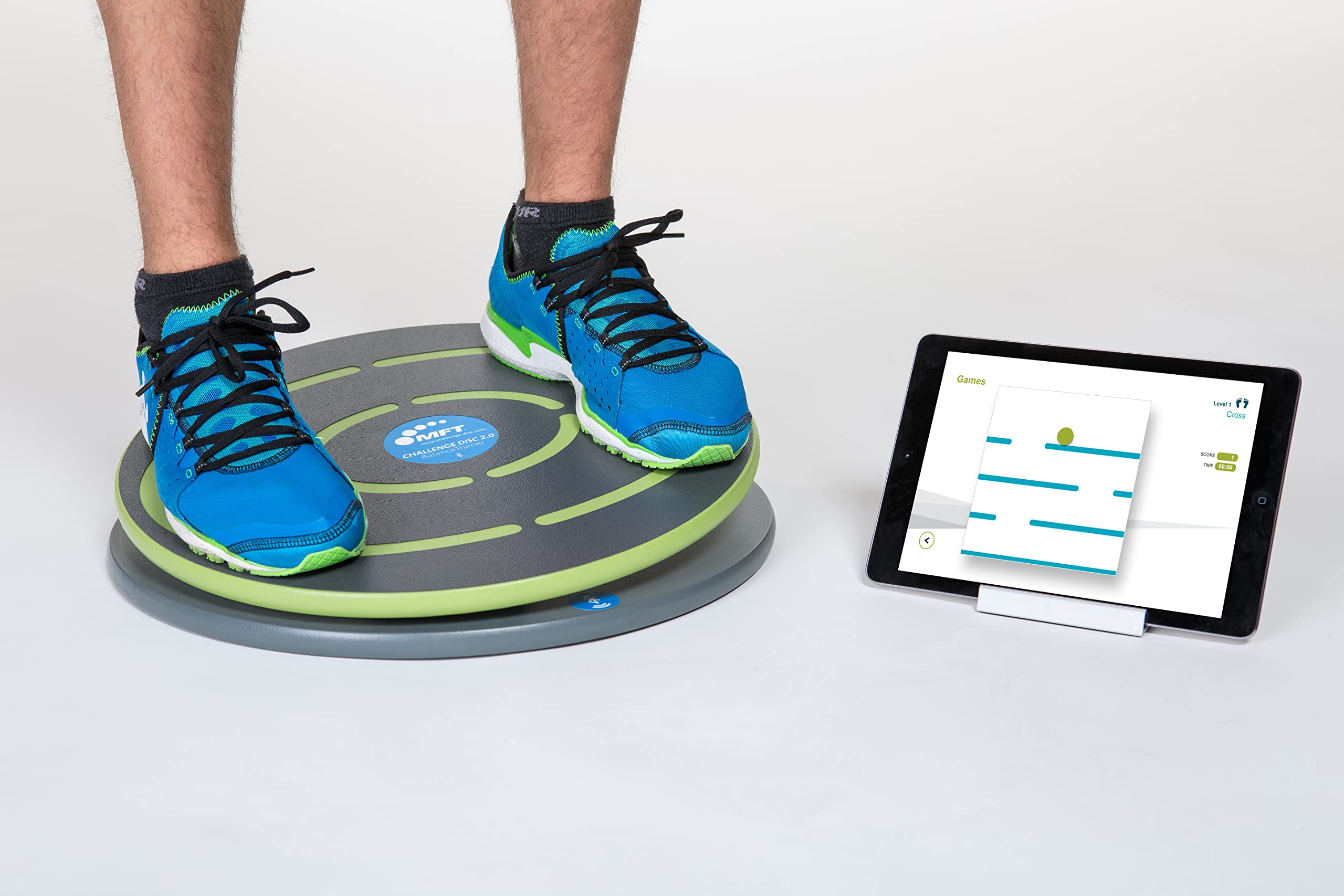 Challenge Disc 2.0, eBalance Board per collegare lo smartphone con app (allenamento digitale e giochi divertenti) I trottola in legno con sensore I 44 cm Ø