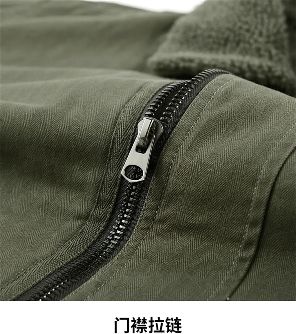 REHJJDFD Fall Winter Men Warm Fleece Warm Thick Jackets Coats Men Collar Cotton Casual Jacket Coat