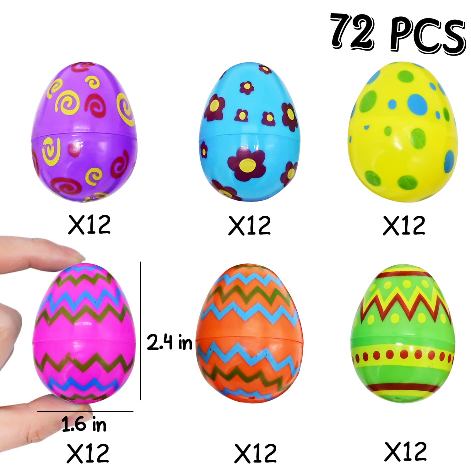 Amazon.co.jp: 充填可能なイースターエッグ 72個 6スタイル