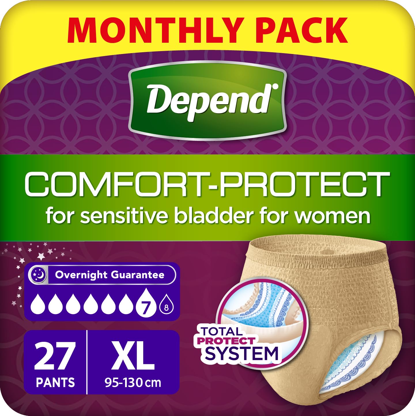 Depend Comfort Protect Incontinence Pants for Women, Extra-Large - 27 Pants