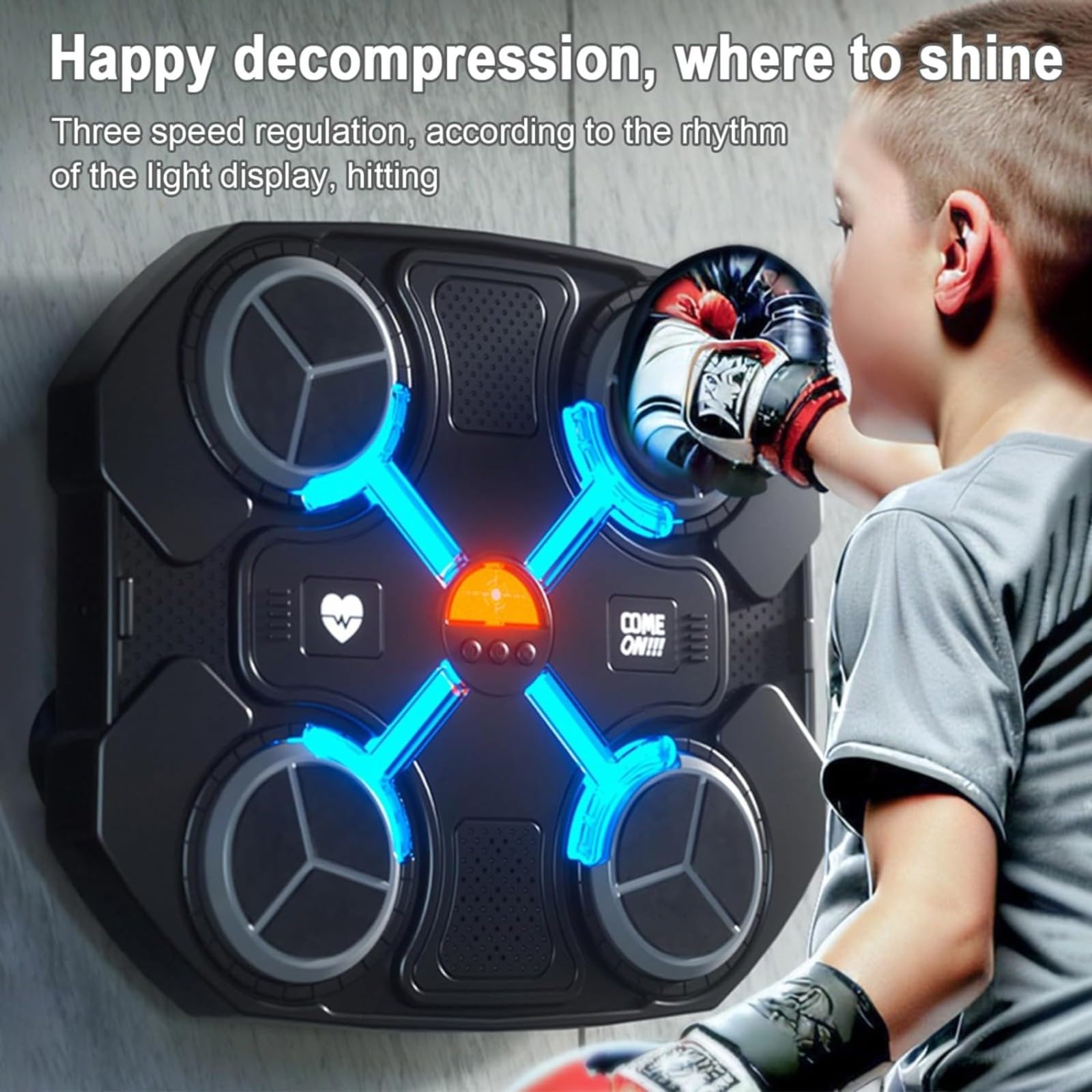 Máquina de boxeo musical Máquina de boxeo musical Máquina de entrenamiento de boxeo inteligente montada en la pared con música Entrenador con entrenamiento de agilidad electrónico LED Boxeo digital