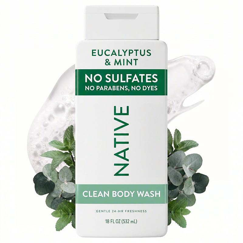 Native Sabonete líquido corporal com fragrância de eucalipto e menta, 532 mL