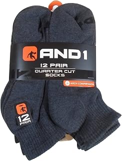12 PAIRS AND1 Grey Quarter Cut Socks Mens Size 6-12.5 And 1 Ankle GREY