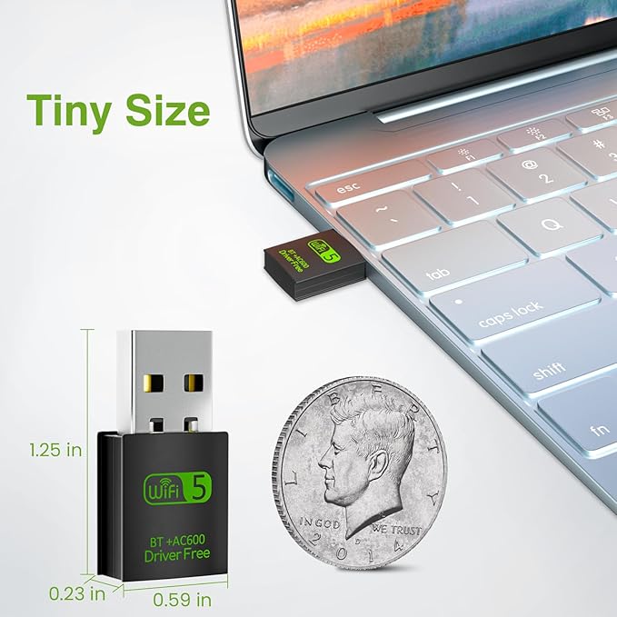 Adaptador USB WiFi Bluetooth 600Mbps Doble Banda 2.4/5GHz miniatura 5