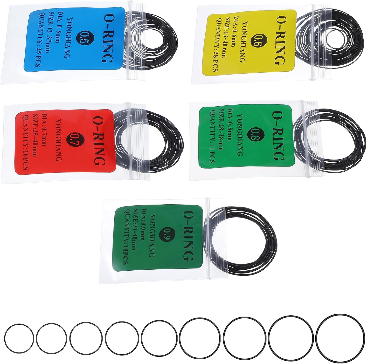 90Pcs O Ring Watch Gasket Kit, 0.5/0.6/0.7/0.8 mm Rubber Watch Washers
