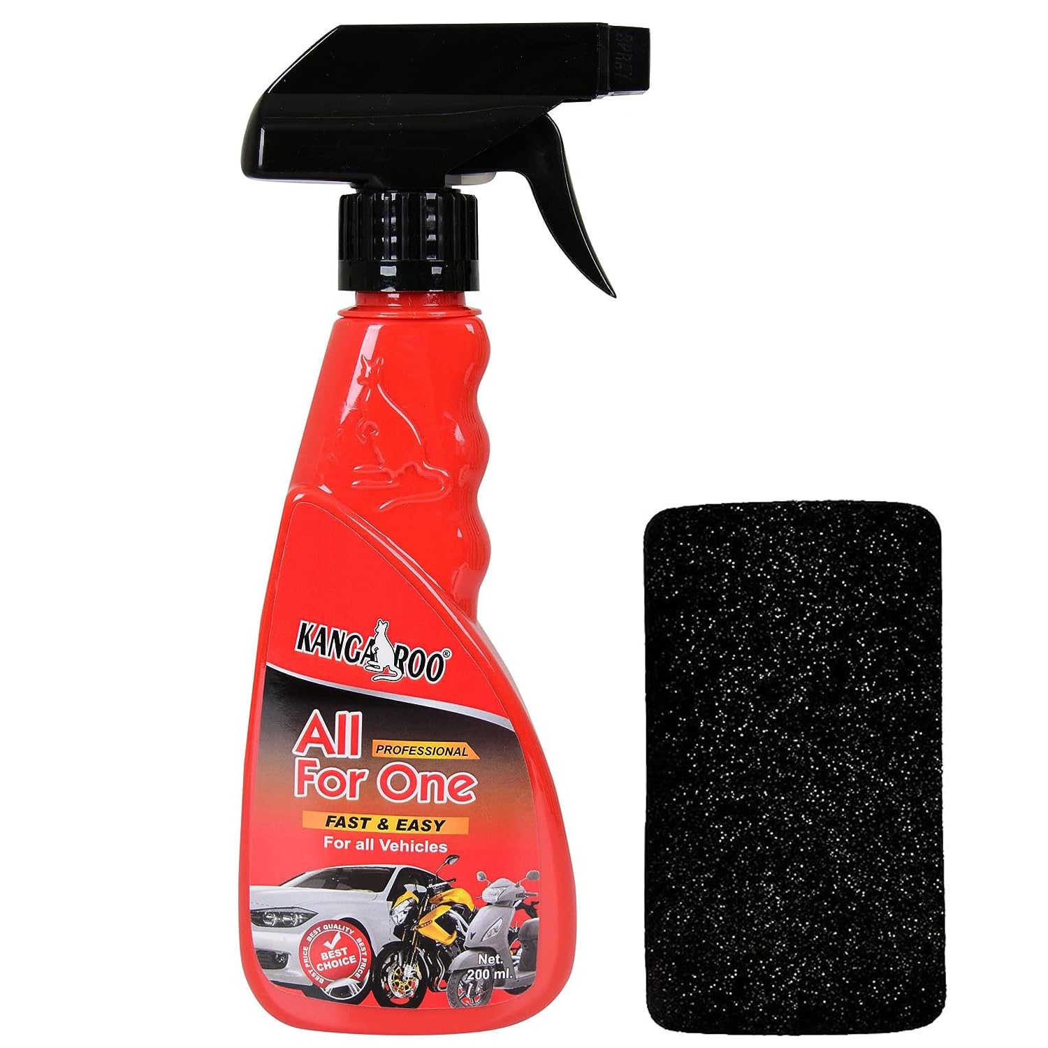 Kangaroo All-in-One Multipurpose Polish Spray – 200 ml | Fast & Easy Cleaning for Bikes, Cars, Furniture, Electronics, Home Appliances & More | Professional Grade Shine Restorer with Applicator Pad-image-45
