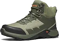 Botas de caminhada masculinas à prova d'água, para trilhas, leves, confortáveis, respiráveis, para uso ao ar livre, cano médio, para acampamento, mochilão, trilhas de montanha