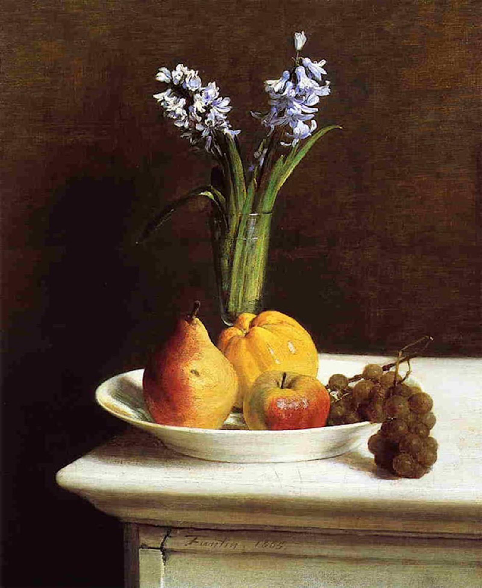Posteriik No Frame Famous Animal Posters Vintage Picture Still Life Hyacinths And Fruit By Henri Fantin-Latour Modern Wall Decor For Home Decor 60X90cm