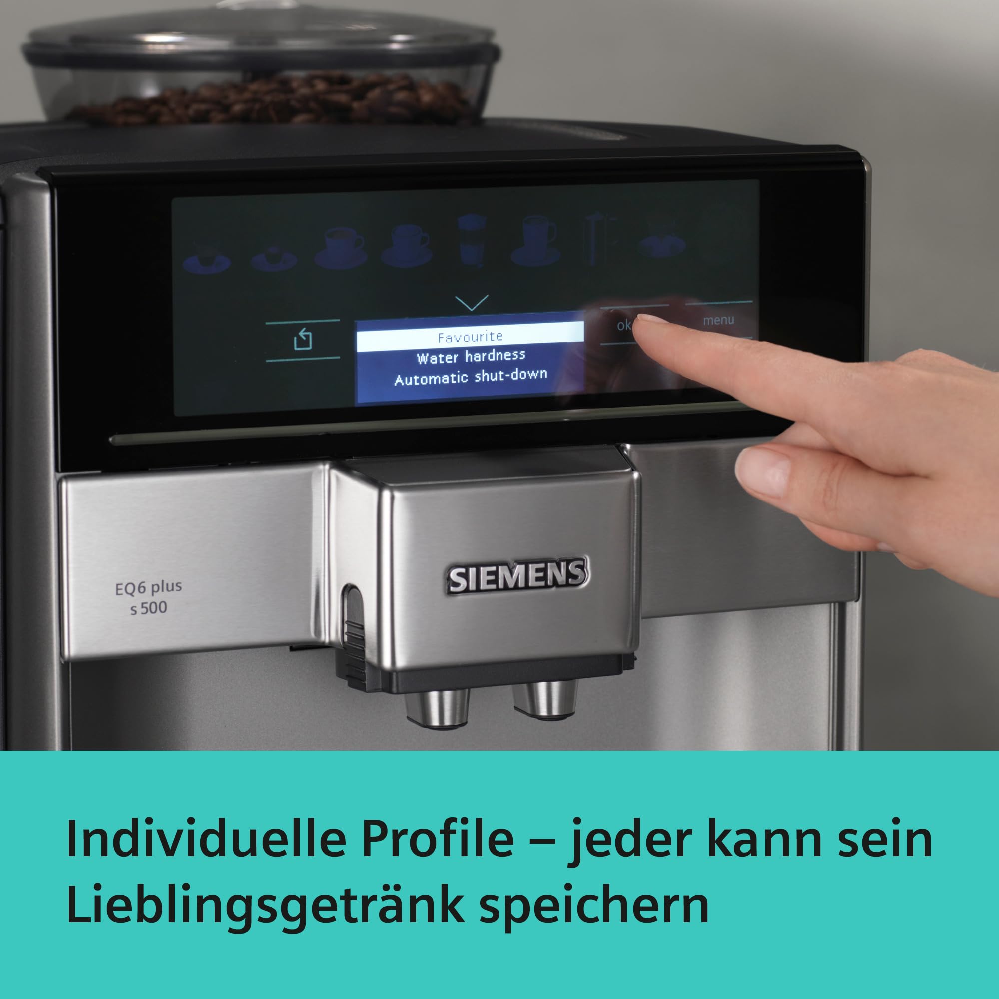Siemens EQ6 plus s300 Kaffeevollautomat, Milchsystem, 11 Getränke, Keramikmahlwerk, Touchdisplay, Silber