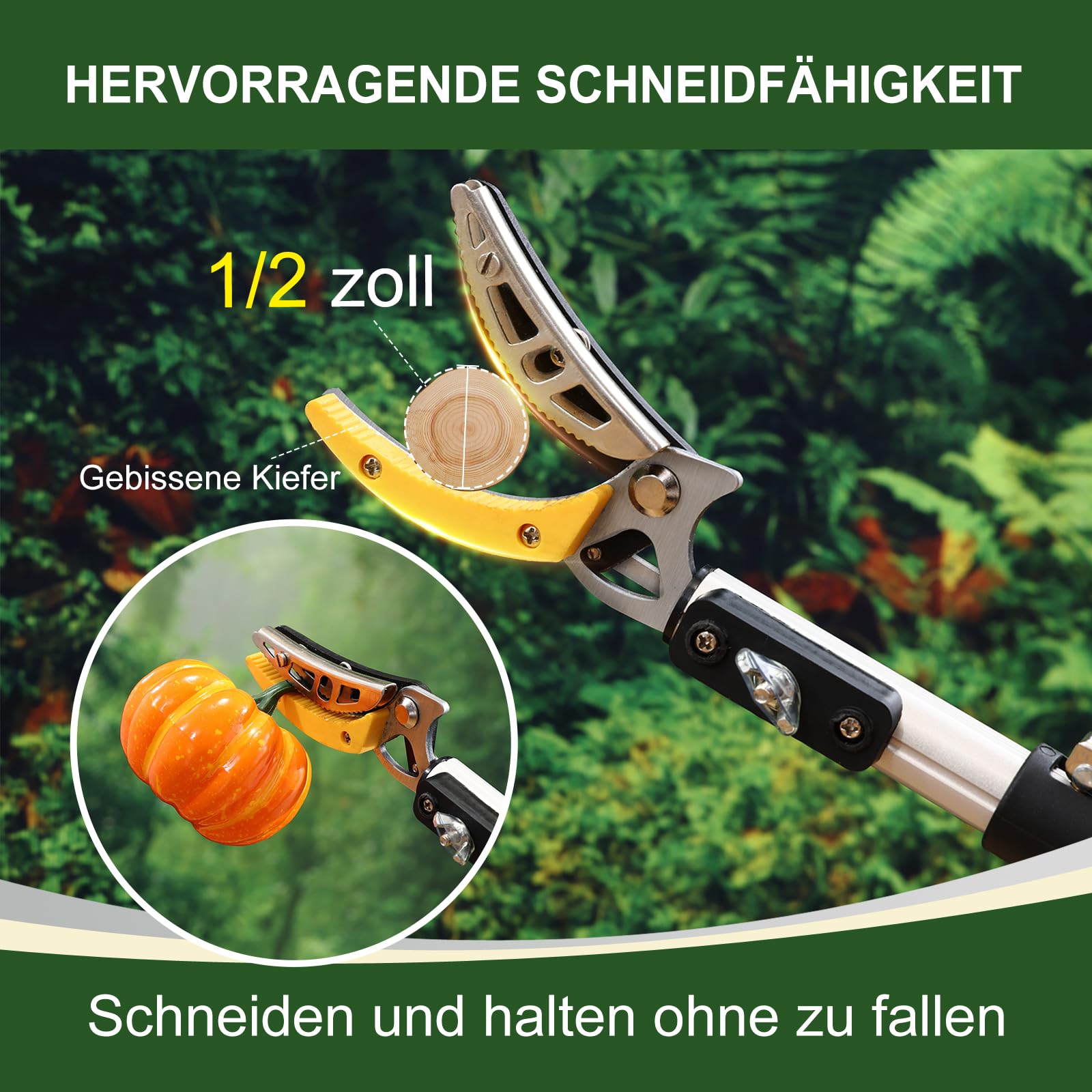 Gardena teleskopowe nożyce do gałęzi, 3 m, sekator, nożyce ogrodowe, długie, wysuwane do 3 m, nożyce ogrodowe Gardena z brzeszczotem do cięcia drzew i do zbierania owoców do zbioru w ogrodzie i na