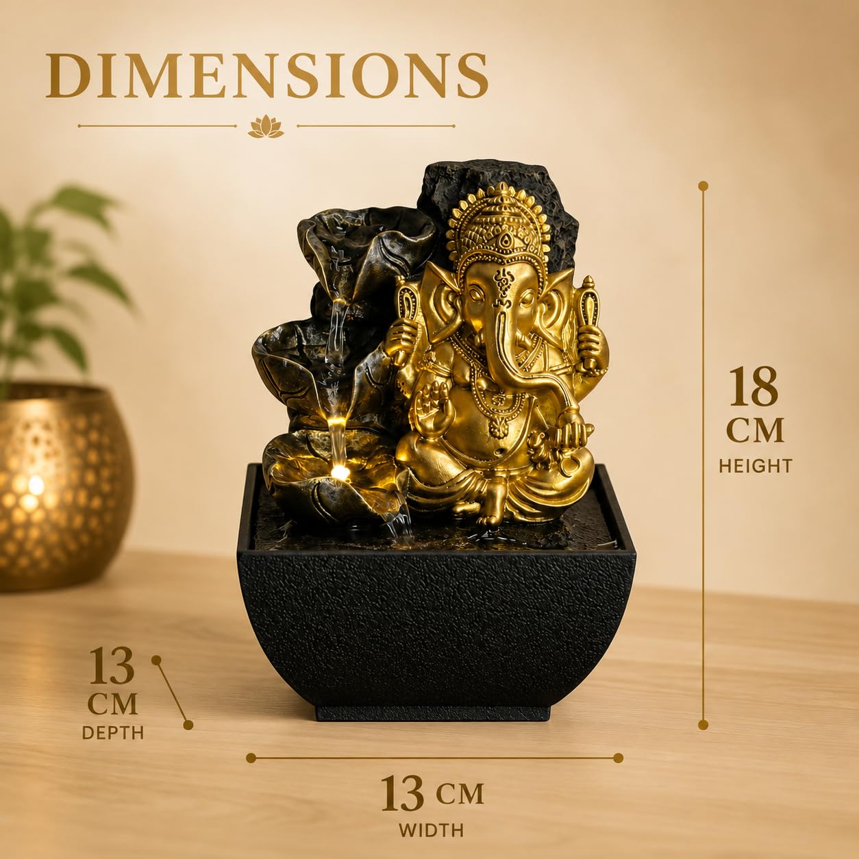 Creative Touch Mini fontana di acqua interna Ganesh