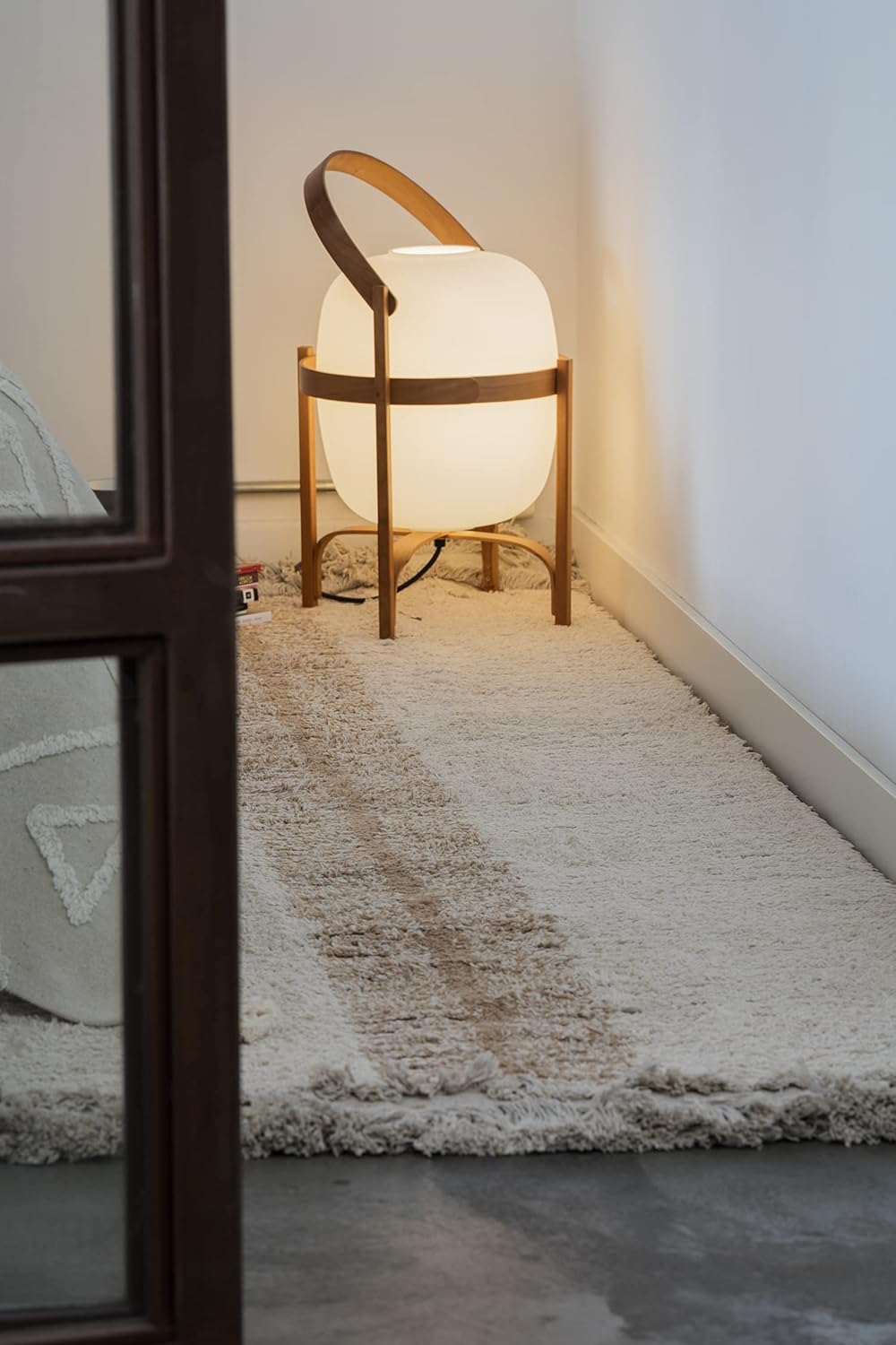 Lorena Canals Reversible Washable Area Rug Duetto in Toffee/Natural. Two Designs in One. Handmade by artisans in Runner Shape with Short Pile Natural Cotton and Non-Toxic Dyes-Size: 2' 7" x 7' 6"