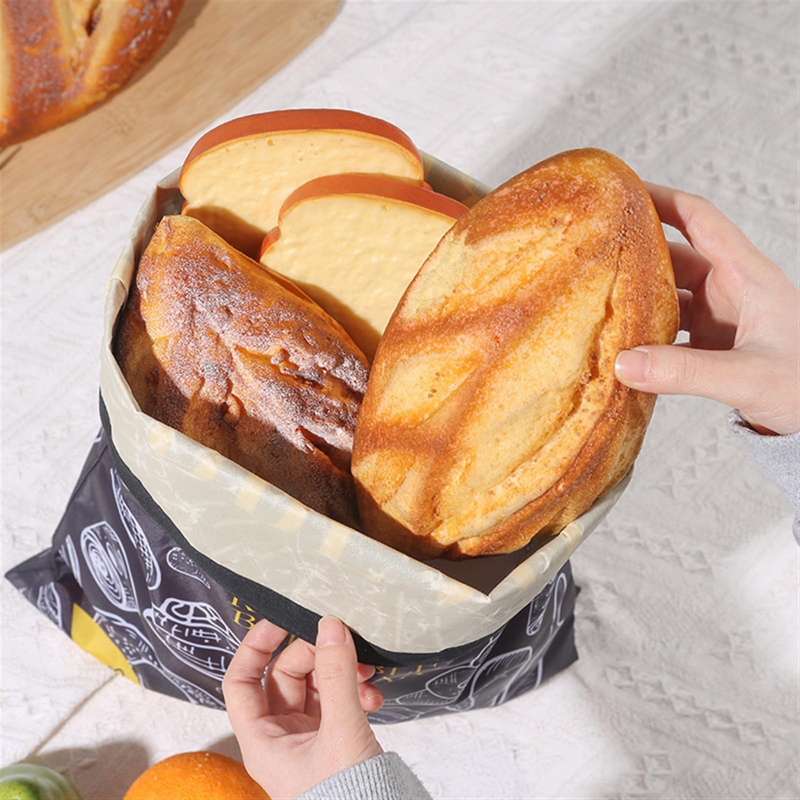 2 Bolsas Reutilizables de Pan 43 x 31 cm, Doble Capa Impermeable y Rsistente Al Aceite Grado Alimenticio para Masa Madre