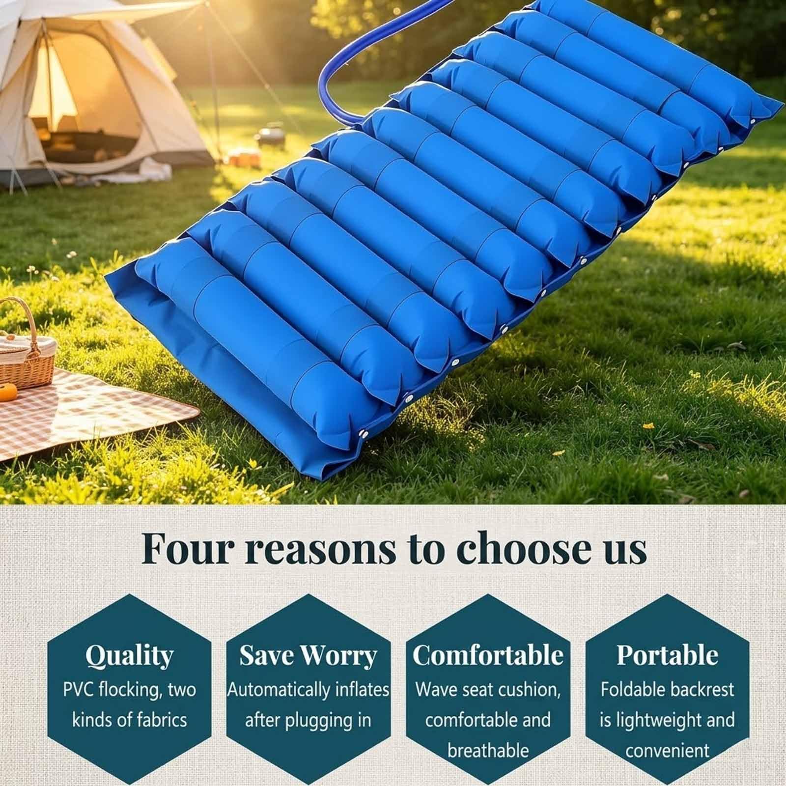 MObyat Cojín Asiento Inflable Eléctrico, Cojín Aire Presión Alterna con Bomba+11 Bandas Gas, Alivio Presión, para Silla De Ruedas, Previene Escaras En Encamados