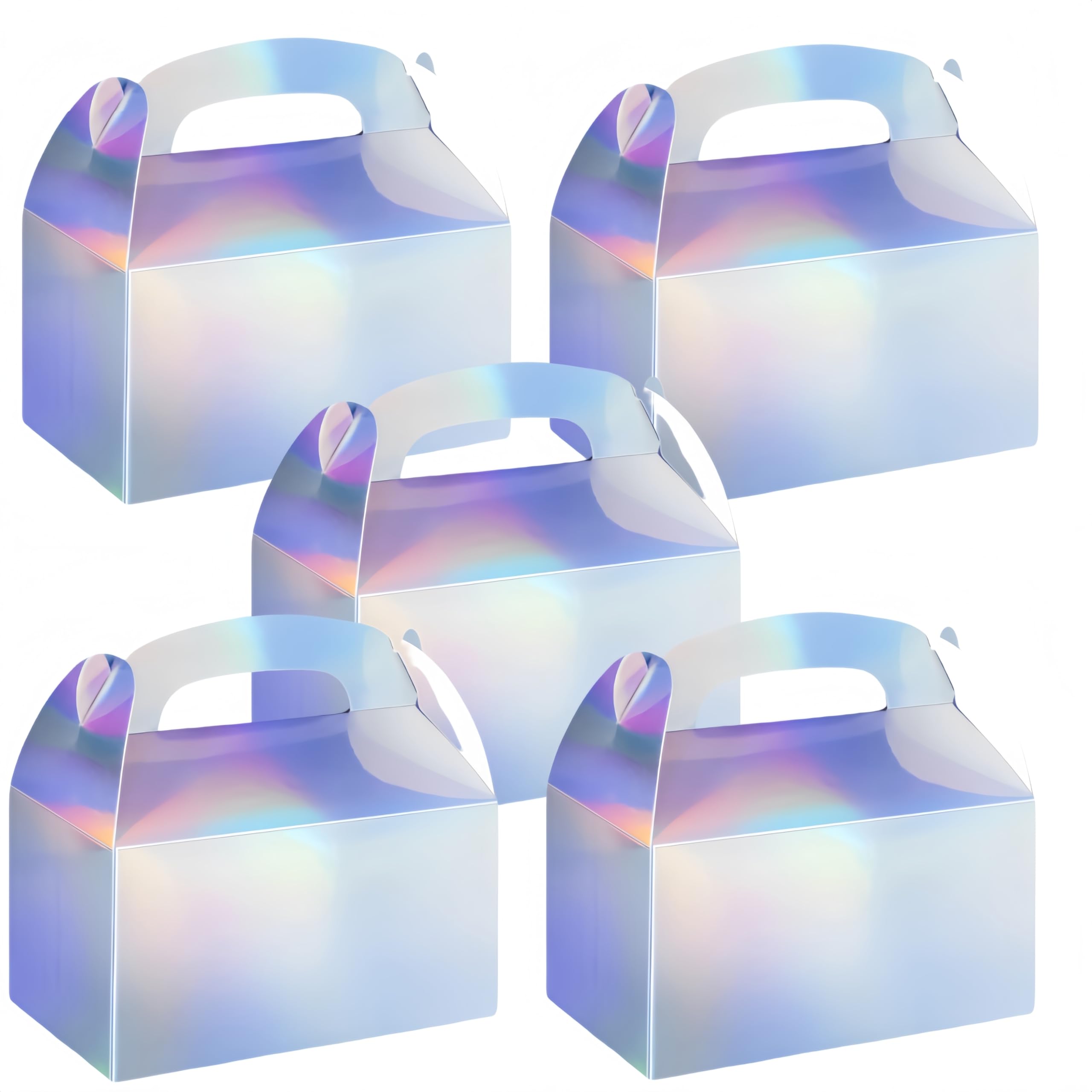 24 Pieces Party Box 15x9x9cm Thickened Paper Gift Packaging Box with Lid Iridescent Gable Boxes Candy Snacks Gift DIY Boxes Party Birthday Wedding Supplies Lunch Baby Shower