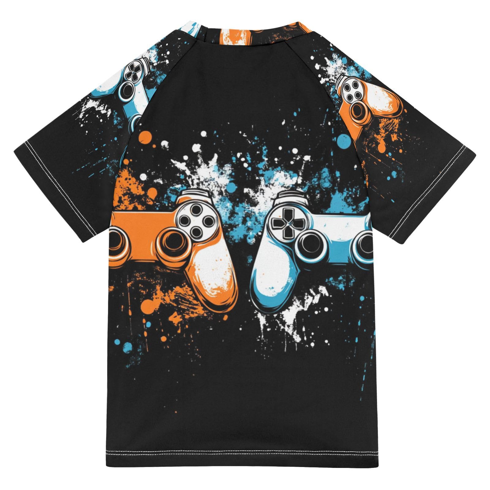 Jucciaco Boys Swing Shirts Video Game Graffiti Player Rashguard Short Sleeve Kids T-Shirts Sun UPF 50+ Multicoloured