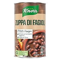 Knorr Zuppa di Fagioli, Piatti Pronti Knorr con Ingredienti Naturali, Senza Coloranti e Senza Conservanti Aggiunti, Fonte di Fibre, 12 Confezioni da 750ml