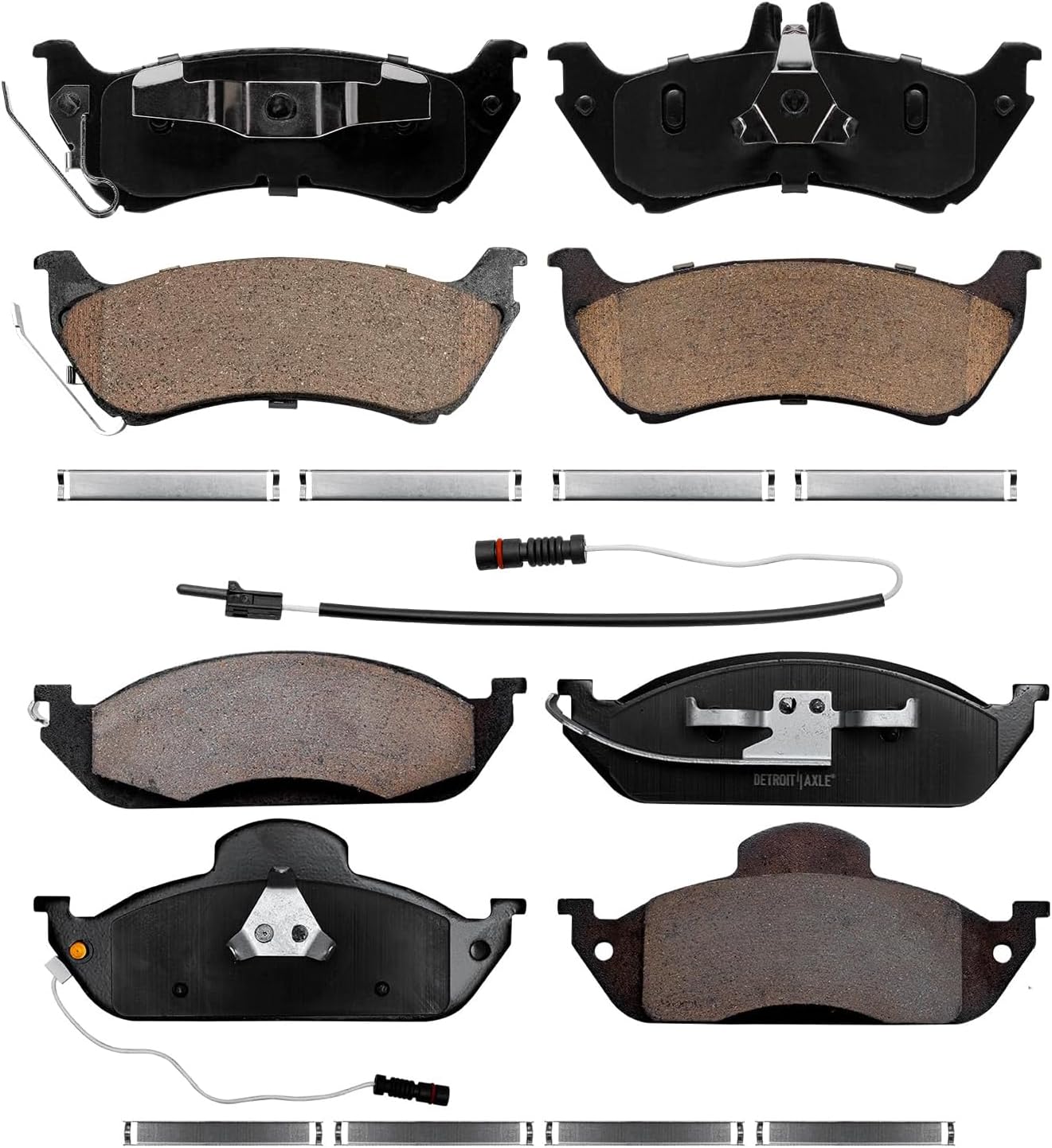 Detroit Axle - Brake Pads for 1998-2003 Mercedes-Benz ML320, 2003-2005 ML350, 1999 ML430, Ceramic Brake Pads w/Hardware Front and Rear Replacement