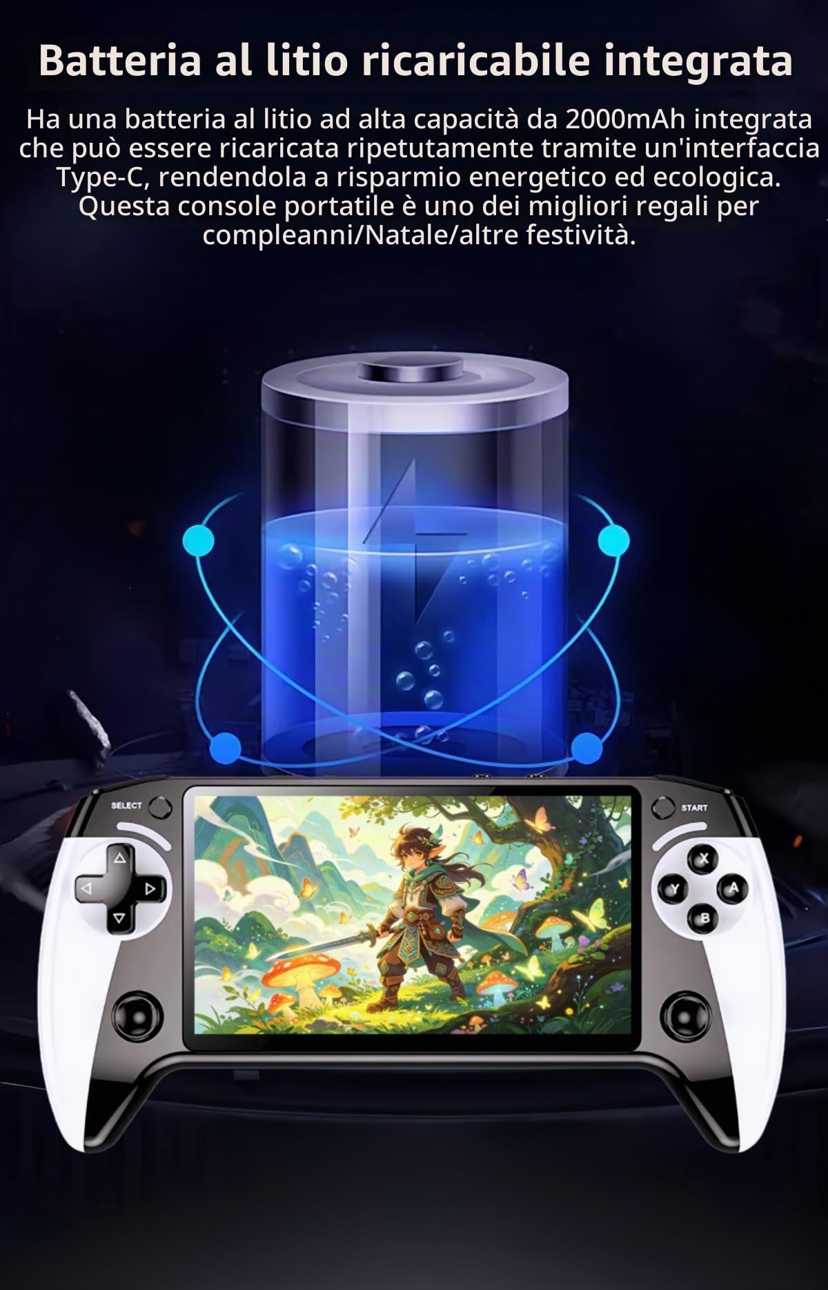 CZT Console per videogiochi da 5,5 pollici, due joystick, design simile a un controller, migliore esperienza palmare, 6200 giochi retrò MP4/musica/e-book, intrattenimento in interni ed esterni