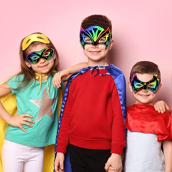 Deekin 36 Pcs Hero Scratch Masks for Kids, Classic