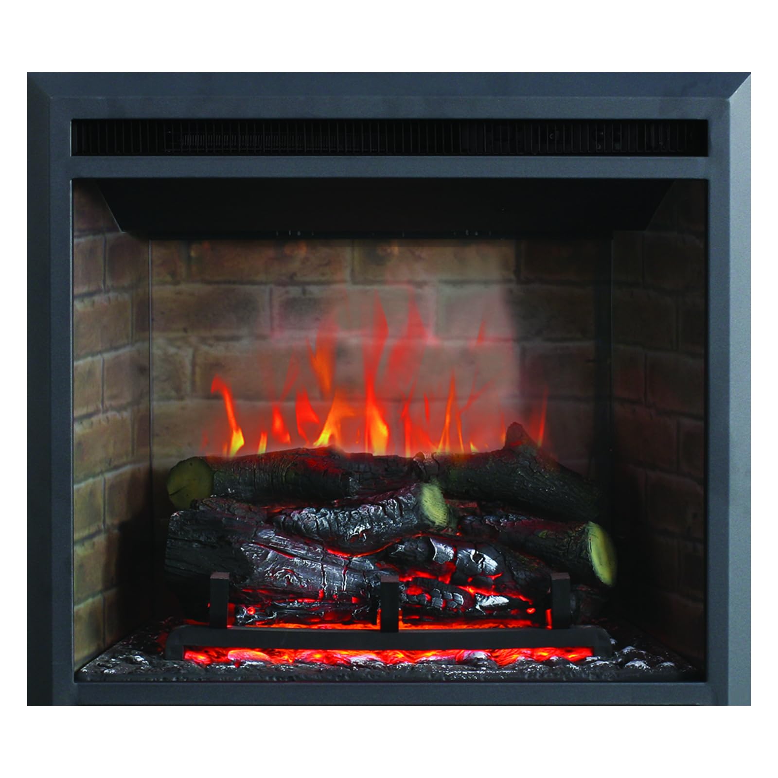 FLAMME 25" Freestanding Electric Fireplace Insert, Wembury, Black | Suitable for Media Wall or Mantel Surround, With 1kW-2kW Fireplace Heater, 3 Dimmable LED Flame Options, Remote Control