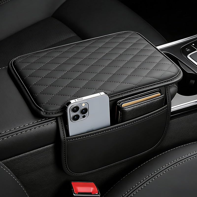 Center Console Cover with 2 Storage Bags, Universal Arm Cover for Car Pad Middle Console Cover, Scratch-Resistant & Waterproof, Easy to Clean