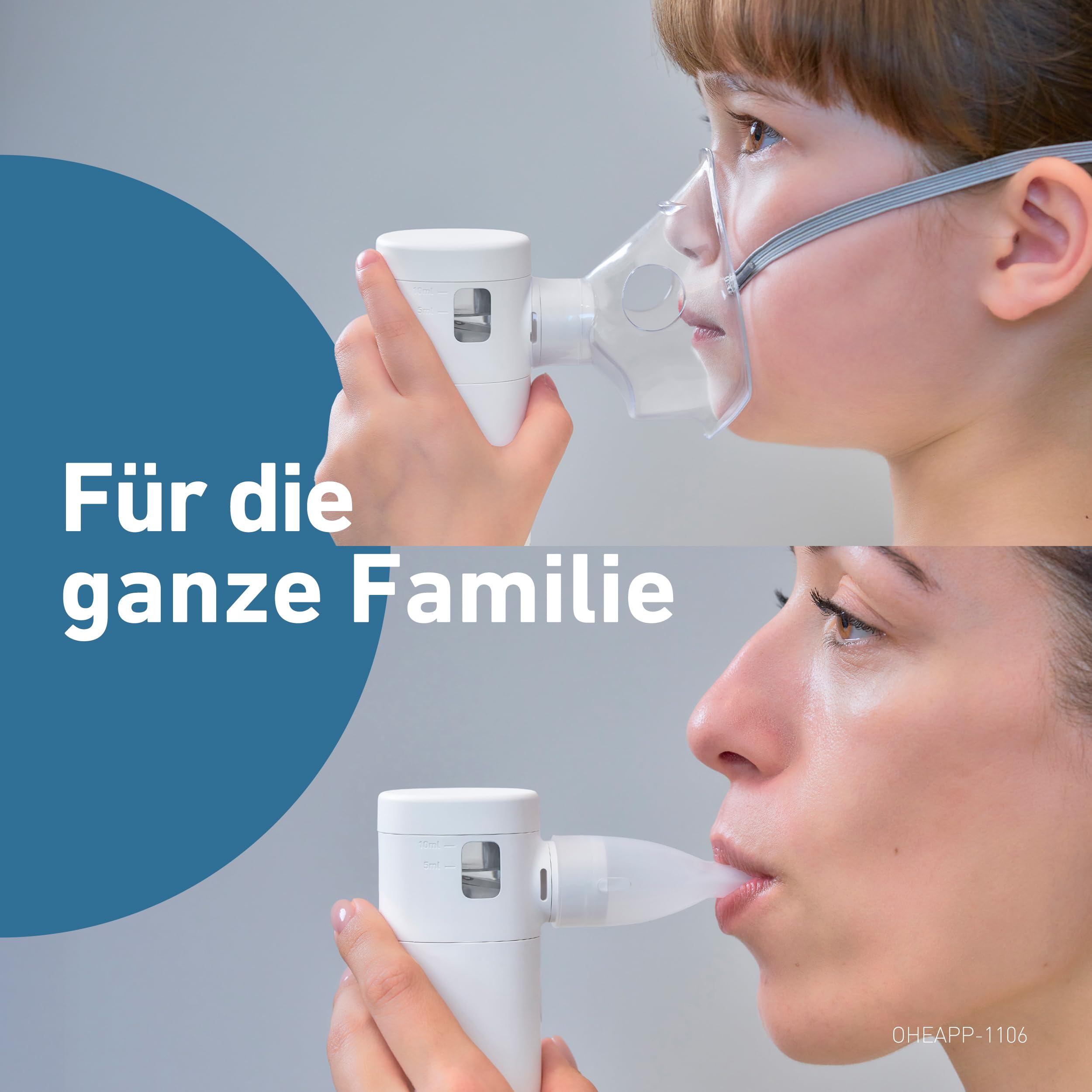 Leiser Inhalator mit 2 Maskengrößen & Mundstück, Husten & Erkältung, USB-C aufladbar | Inhalator mit 2 Maskengrößen und Mundstück, Linderung von Husten und Erkältung, wiederaufladbar per Micro-USB
