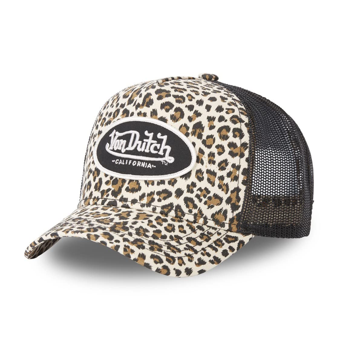 Von Dutch Leo Print Trucker CapDutch Women - Cap Baseball mesh Snapback, with Peak, Peak All-Season Spring Summer Autumn Winter - One Size Beige