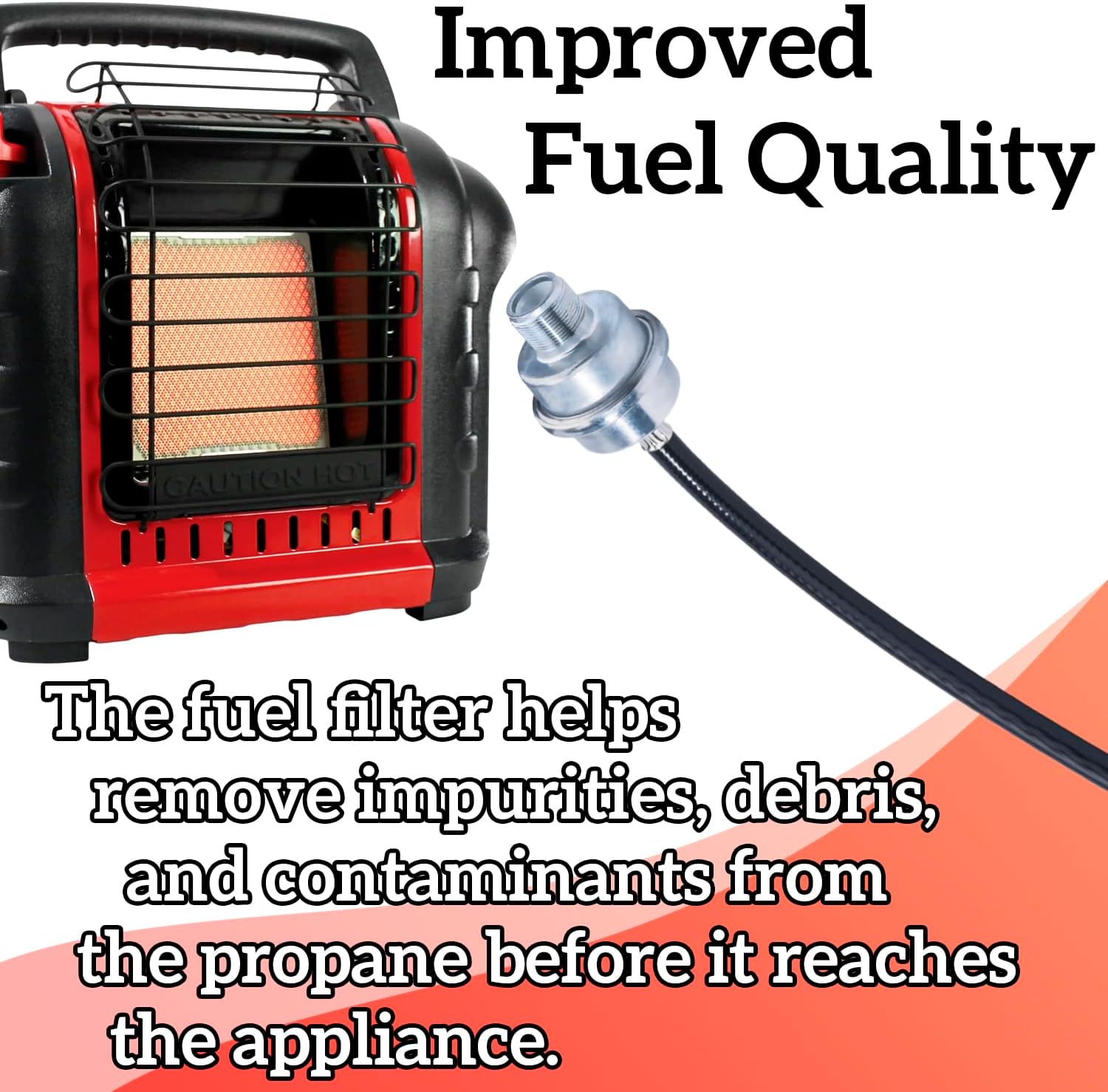 12 Foot Propane Hose Extended Version with Fuel Filter F273699 Compatible with Mr Heater Buddy and Big Buddy Portable Heater, with Adapter to Connect to 5-45 lb Propane Tank