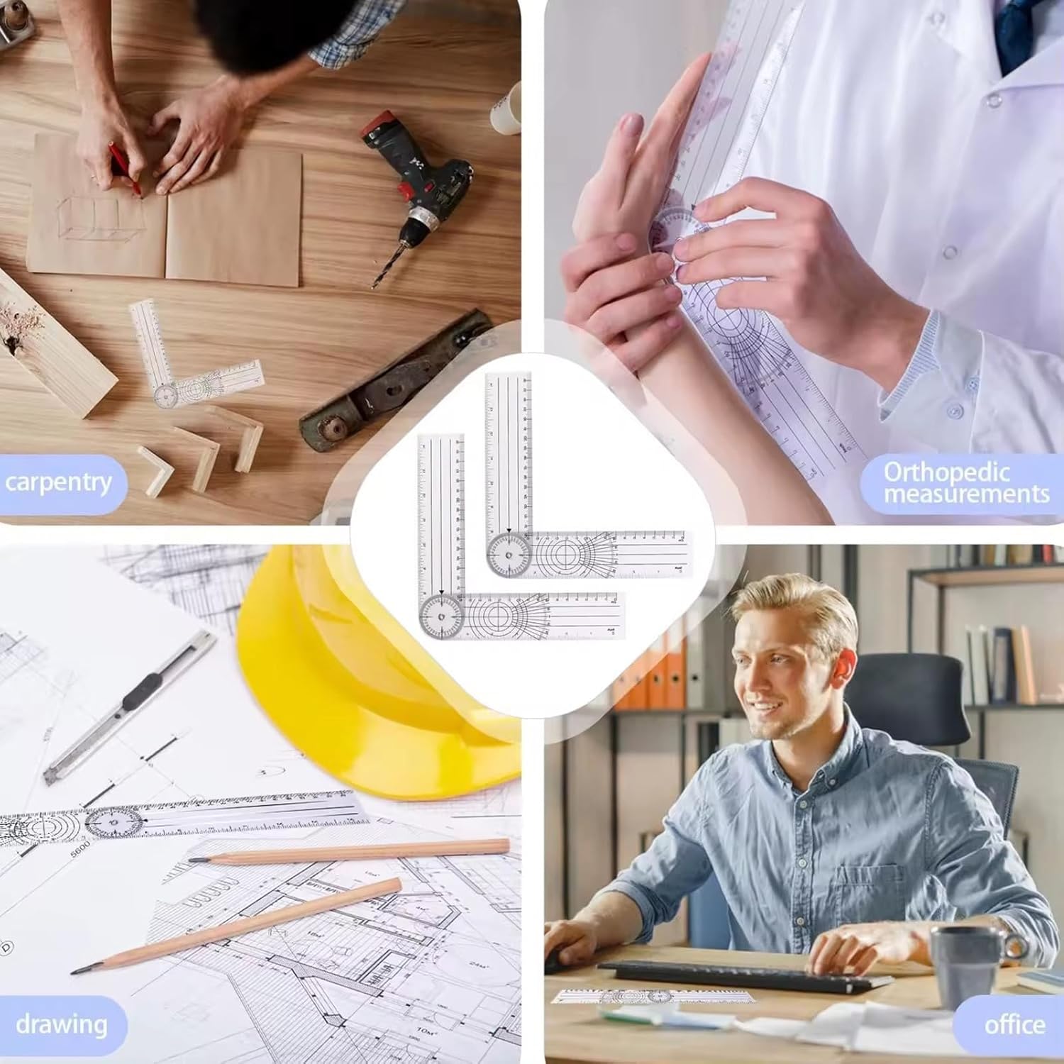 Pack of 2 High Precisions 360 Degree Protractor Featuring Large Clear Scale for Engineers and Handcraft Enthusiasts