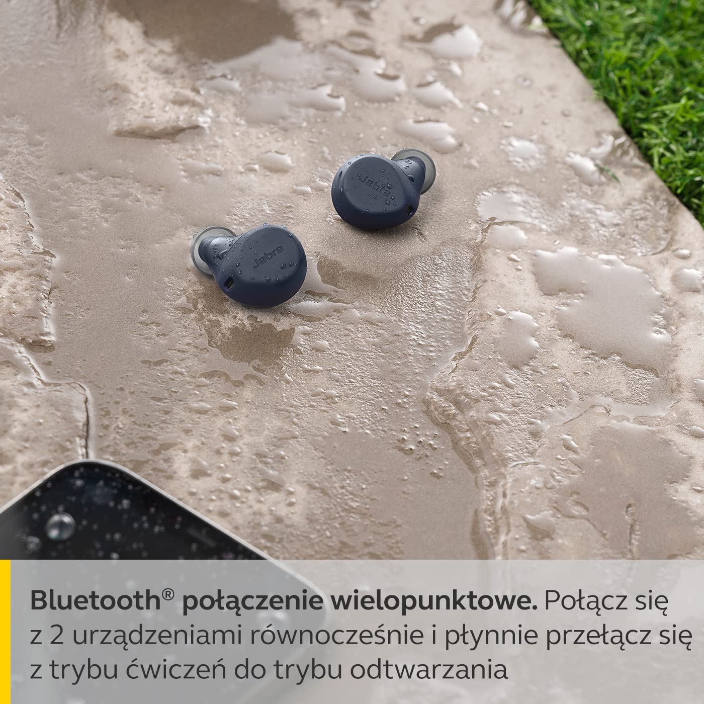 Jabra Elite 7 Active wkładki douszne - prawdziwie bezprzewodowe, sportowe wkładki douszne z uchwytem ShakeGrip zapewniającym doskonałe dopasowanie oraz regulowaną aktywną redukcję szumów - granatowy