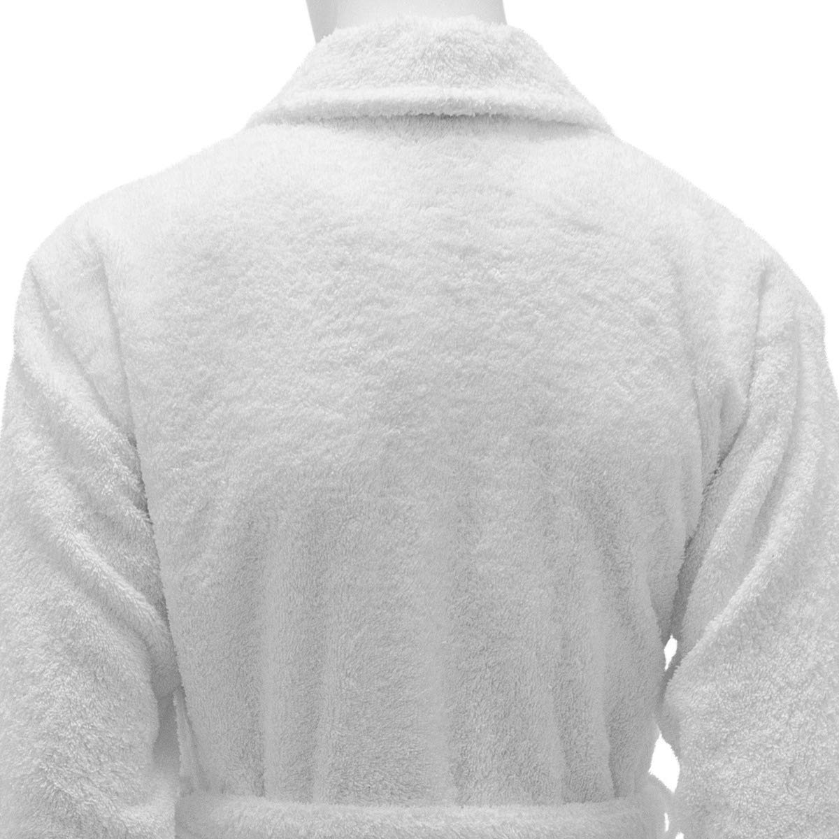 Accappatoio stile spa, di alta qualità, in cotone 100%, con collo avvolgente, colore bianco, 100% Cotone, White, large