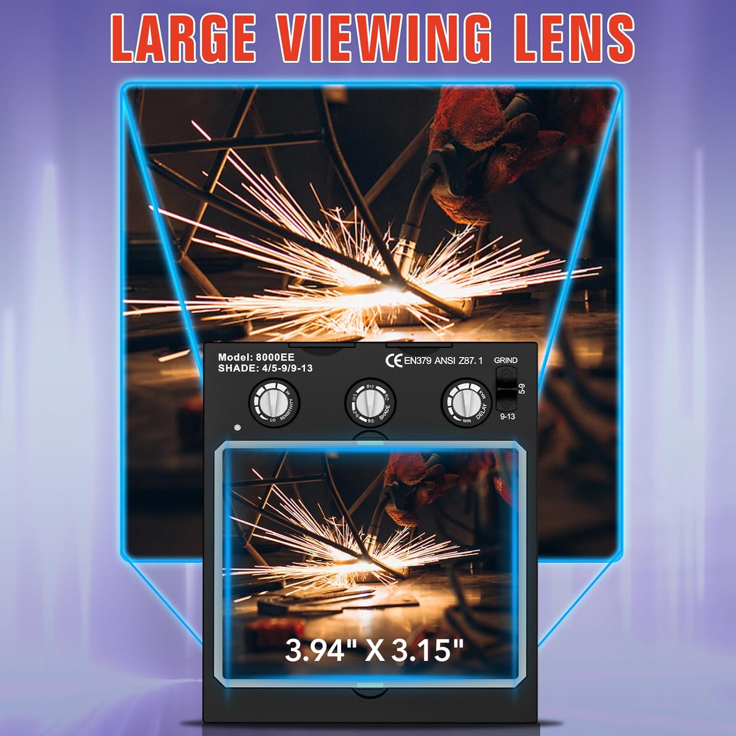 TRQWH Welding Helmet: Large Viewing Lens