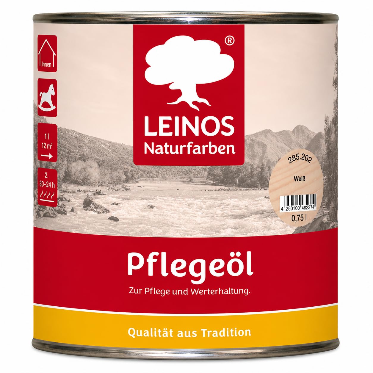 LEINOS 285 Pflegeöl weiß 2,5 Liter für Holz, Parkett, Kork und Linoleum | Pflege, Reinigung und Auffrischung geölter und gewachster Flächen im Innenbereich | Natürlich ökologisch natürliche Optik