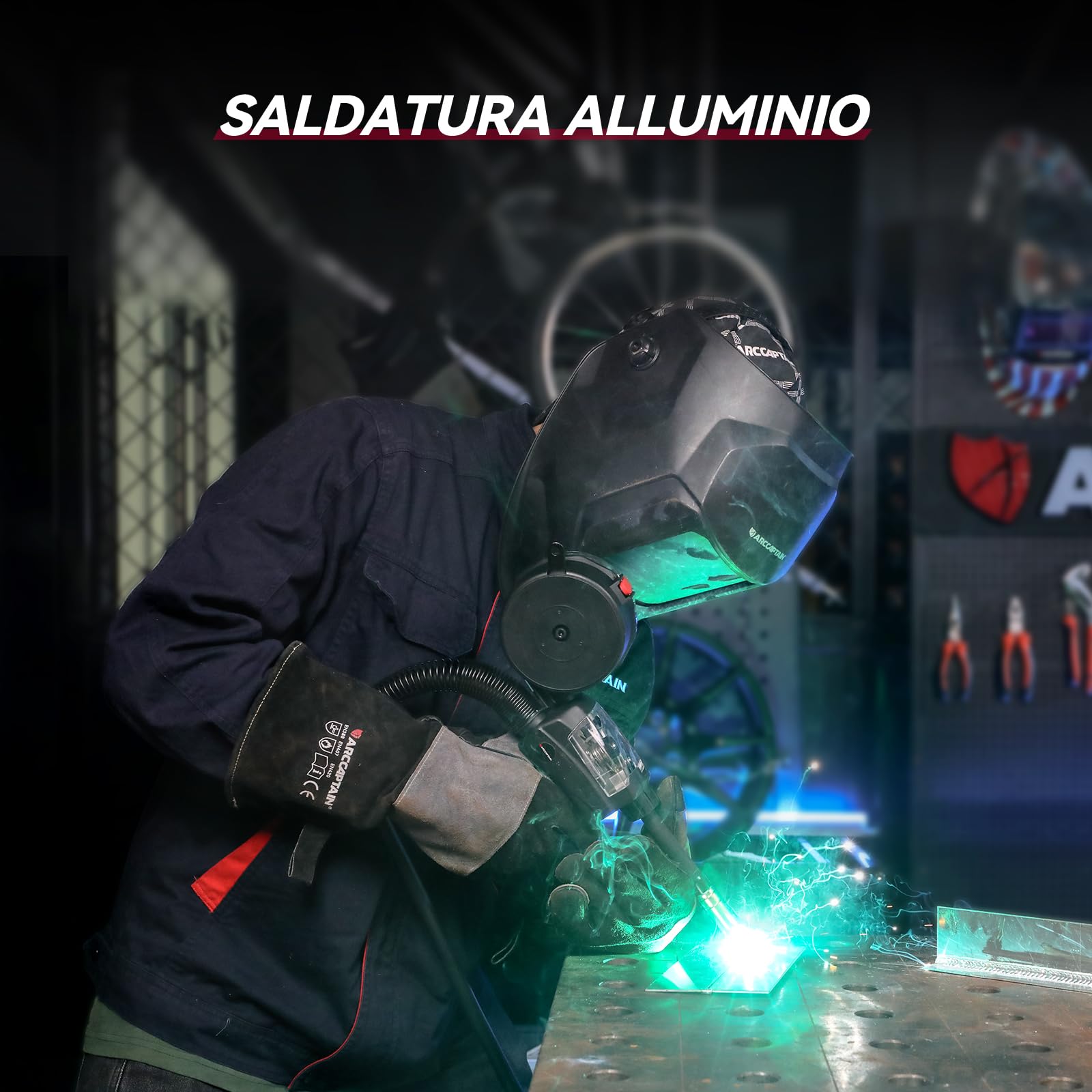 ARCCAPTAIN Spool Gun per saldatura in alluminio, attacco europeo, 5 poli, 3 m, adatto per ARCCAPTAIN MIG205MP, MIG205PRO