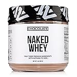 NAKED Chocolate Whey 1LB - All Natural Grass Fed Whey Protein Powder, Organic Cacao, and Coconut Sugar - No GMO, No Soy, and Gluten Free, Aid Growth and Recovery - 12 Servings