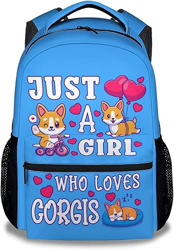 Miniatura 15 de Linda mochila Corgi, mochila escolar de 16 pulgadas con correas ajustables, duradera, ligera, mochila escolar