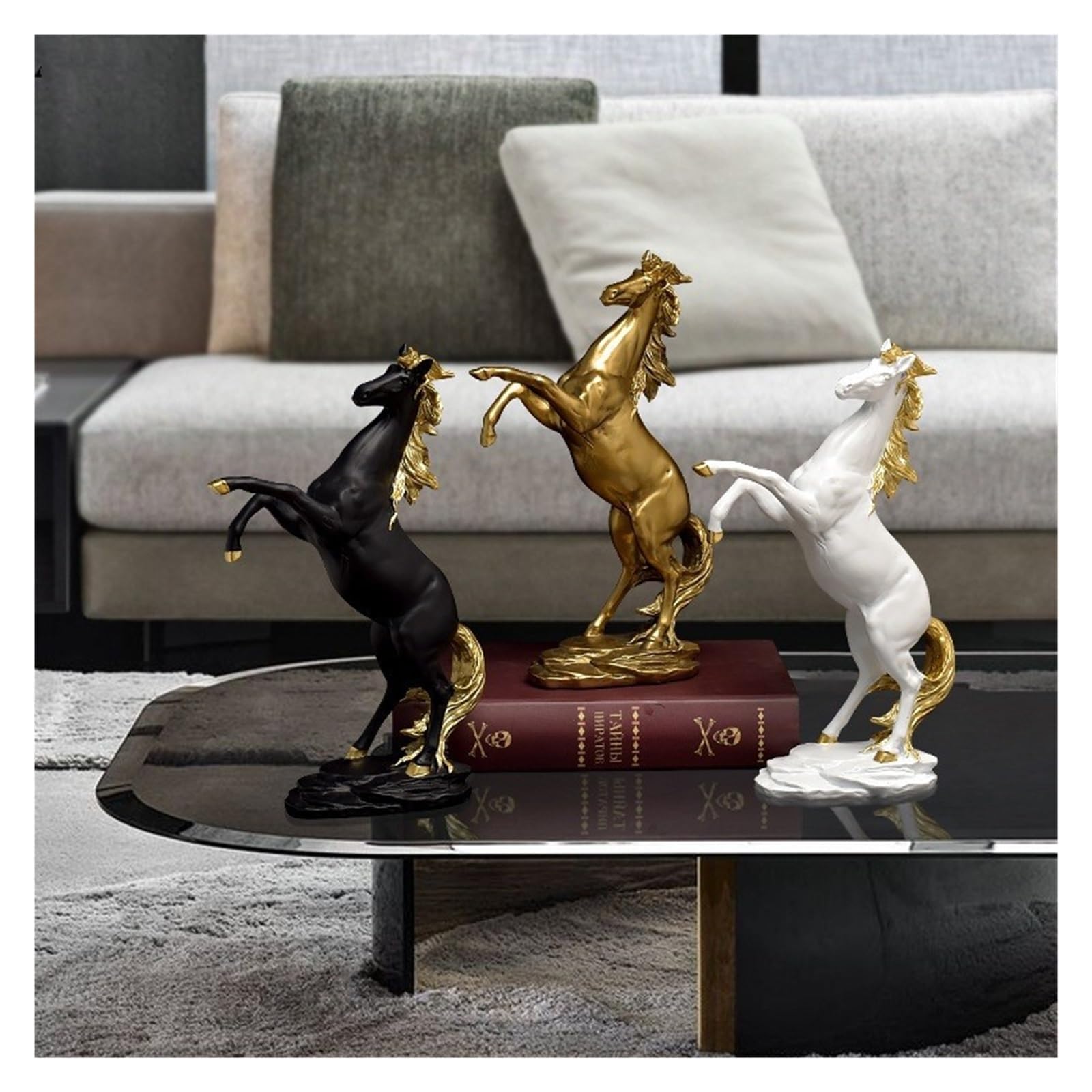 金色の馬の彫刻置物 Amazon.co.jp: 金色の馬の像工芸品馬の彫刻樹脂アートワークデスク装飾
