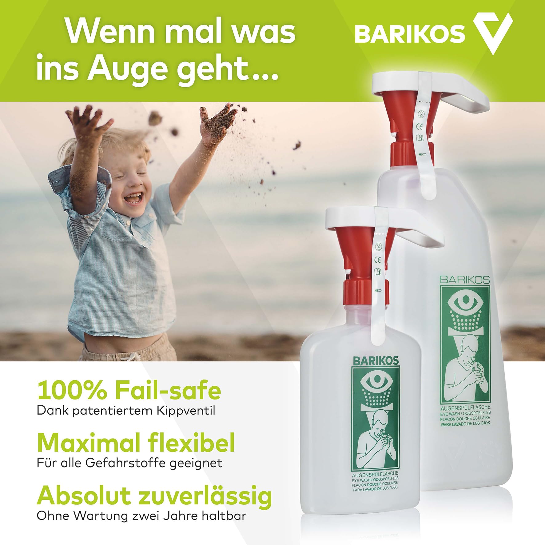 Augenspülflaschen-Set: Augenspülflasche 620 ml inkl. Wandbehälter, Erste Hilfe Augendusche